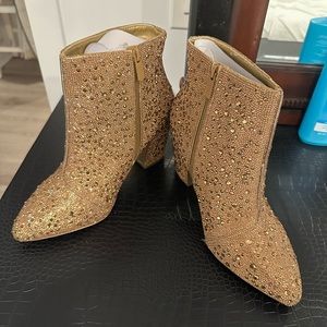 Betsey Johnson multi-stone size 10 booties - never worn!